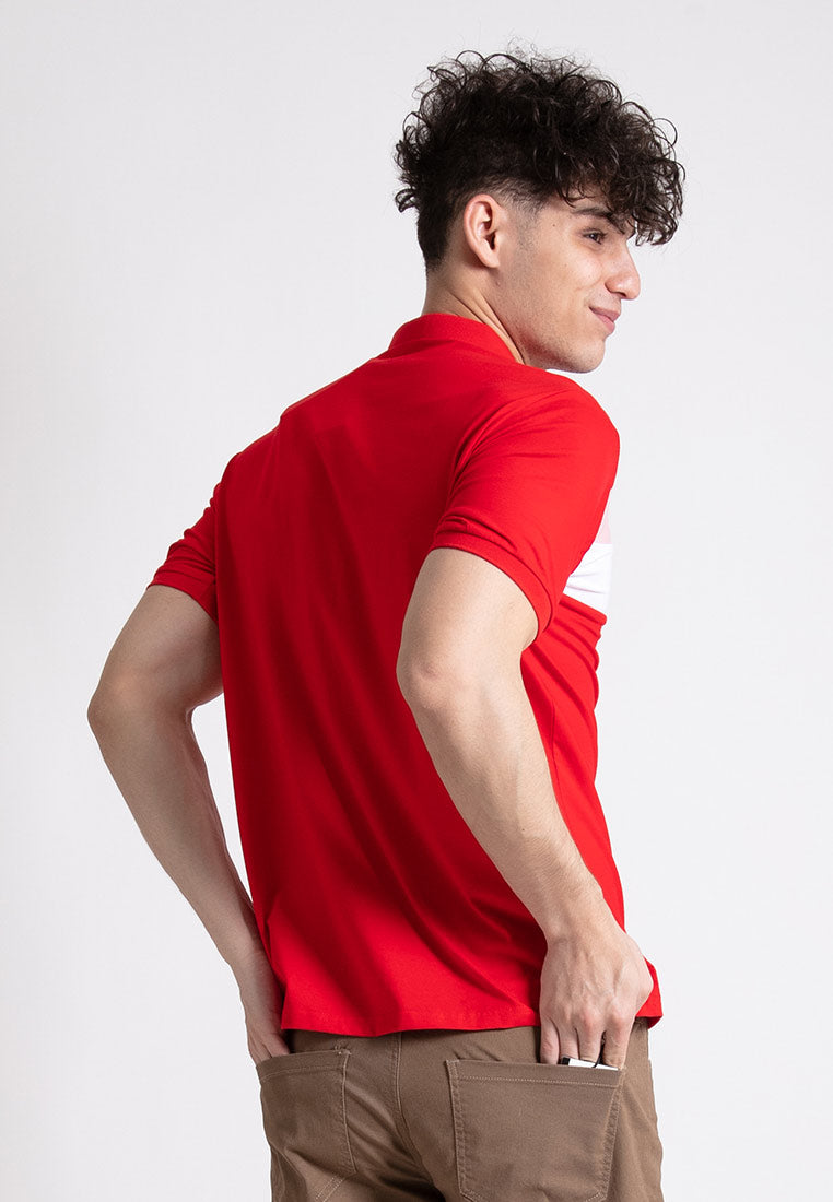 Forest Stretchable Soft Cotton Colour Block Short Sleeve Cut & Sew Men Polo T Shirt | T Shirt Lelaki - 23788
