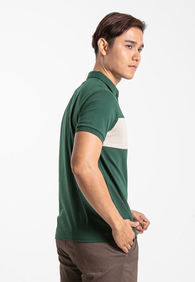 Forest  Stretchable Soft Cotton Colour Block Short Sleeve Cut & Sew Men Polo T Shirt | T Shirt Lelaki - 23814