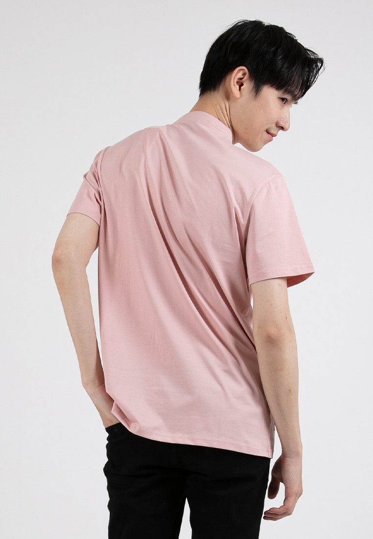 Forest Premium Weight Cotton Stretchable Mandarin Collar T Shirt Men Slim Fit Tee | Baju T Shirt Lelaki - 23856