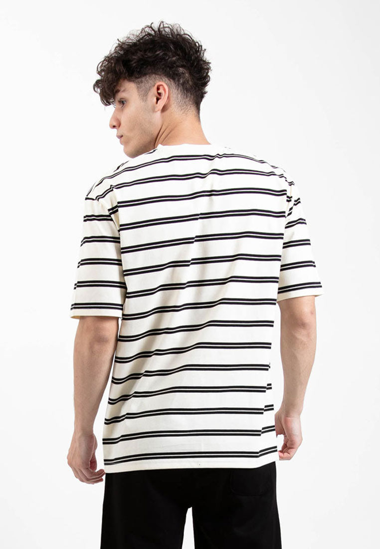 Forest Premium Premium Cotton Oversized Stripe Round Neck Tee T Shirt Men | Baju T Shirt Lelaki - 23858