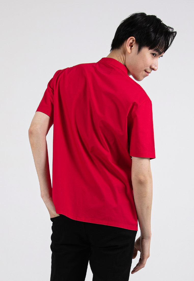 Forest Mandarin Collar Plain Men / Boy Shirt | CNY 2024 Year Dragon Family Wear - 621369 / FK20230