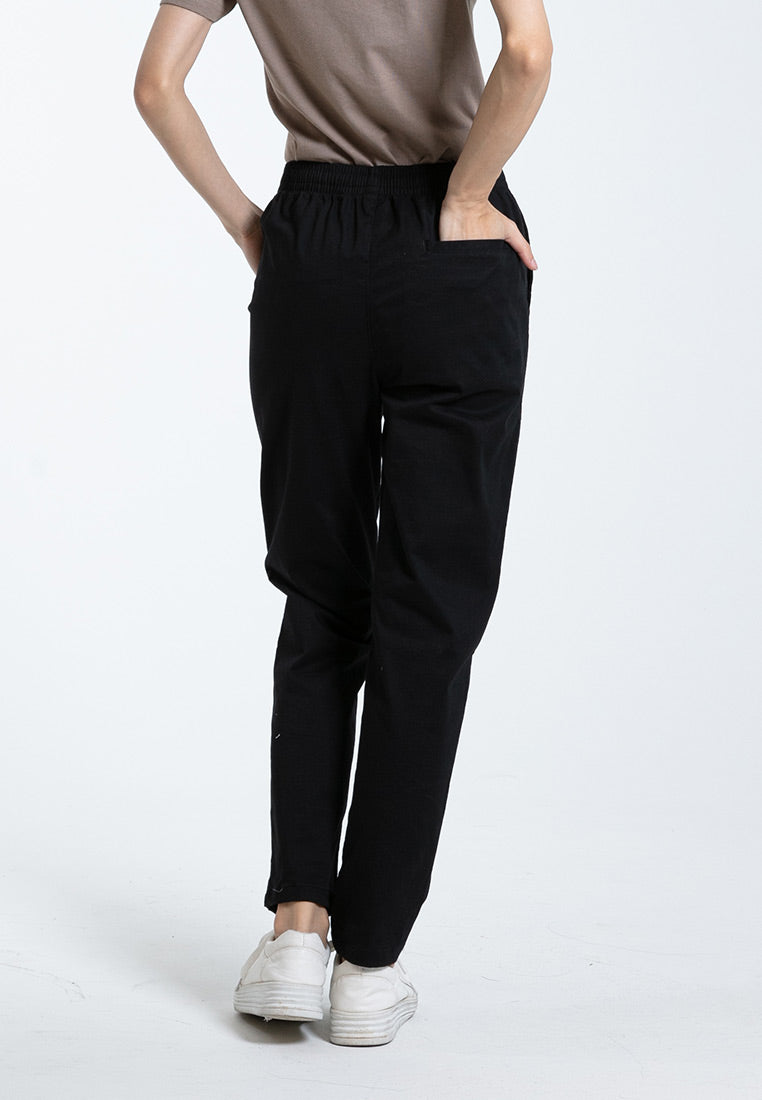 Forest Ladies Cotton Tapered Pants Women Plain Elastic Waist Long Pants | Seluar Panjang Perempuan - 810495