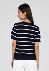 Forest Ladies Casual Striped Short Sleeve Knit Top | Baju Perempuan - 822347