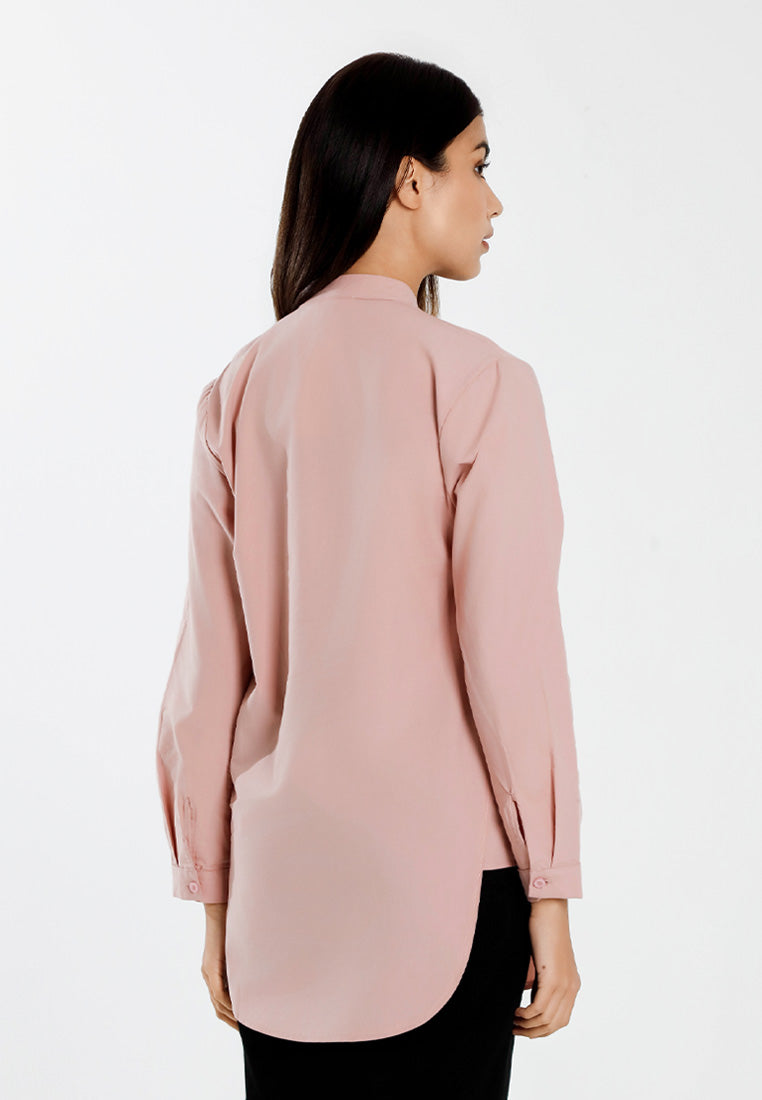 Forest Ladies Modal Cotton Plain Blouse Women Long Sleeve Tunic | Baju Kemeja Lengan Panjang Perempuan - 8822489