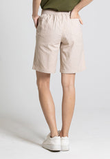 Forest Ladies Stretchable Cotton Linen Shorts Elastic Waist Women Casual Short Pants | Seluar Pendek Perempuan - 865112