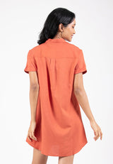 Forest Ladies Cotton Blend Short Sleeve Shirt Dress | Baju Perempuan Lengan Pendek - 885057
