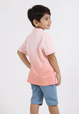 Forest Kids Stretchable Polo T Shirt Gradient Print Collar Tee | Baju T Shirt Budak Lelaki - FK20161