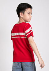 Forest Kids Boys Short Sleeve Striped Soft Knit Top with Pocket | Baju Budak Lelaki - FK20224