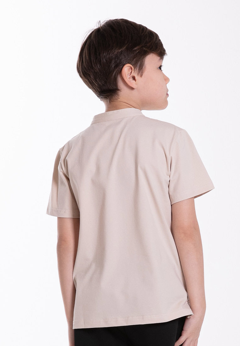 Forest Kids Premium Weight Cotton Stretchable Mandarin Collar T Shirt Kids | T Shirt Baju Budak Lelaki - FK20258