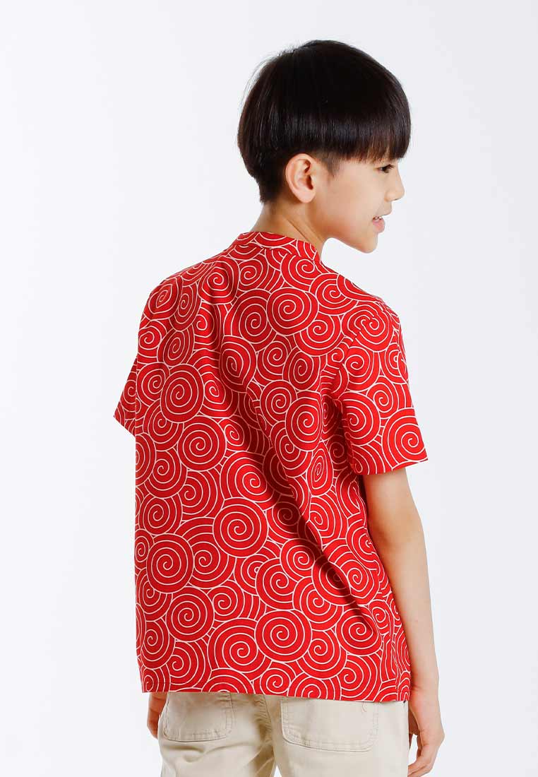 Forest Mandarin Collar Printed Kids Cheongsam Top | CNY 2025 Family Wear - FK20276