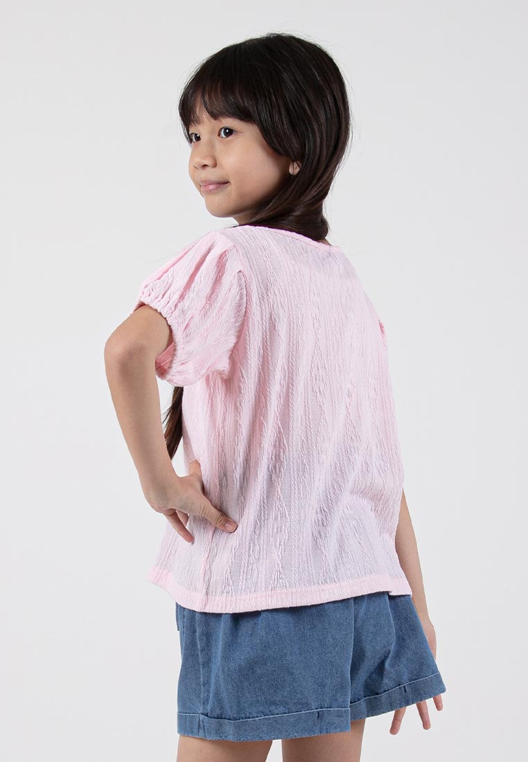 Forest Kids Girl Round Neck Puff Sleeve Knit Top | Baju Budak Perempuan - FK820074