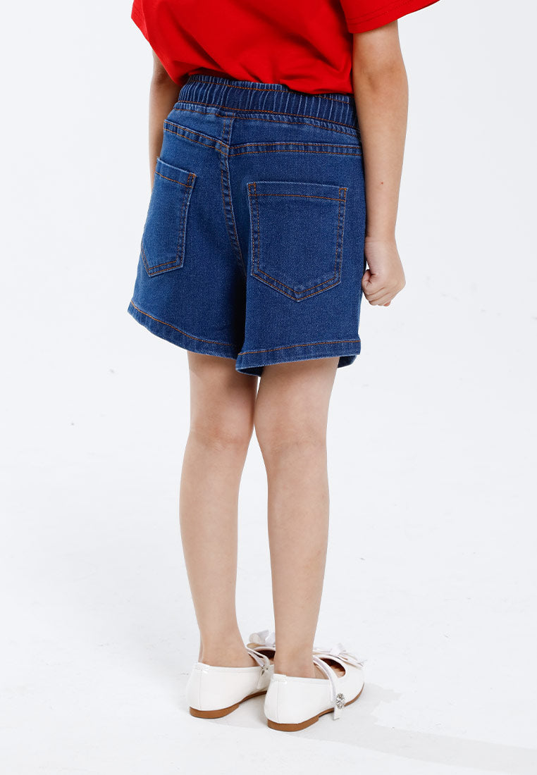 Forest Kids Girls Elastic Waisted Denim Shorts Girl Stretchable Short Pants | Seluar Pendek Budak Perempuan - FK865006