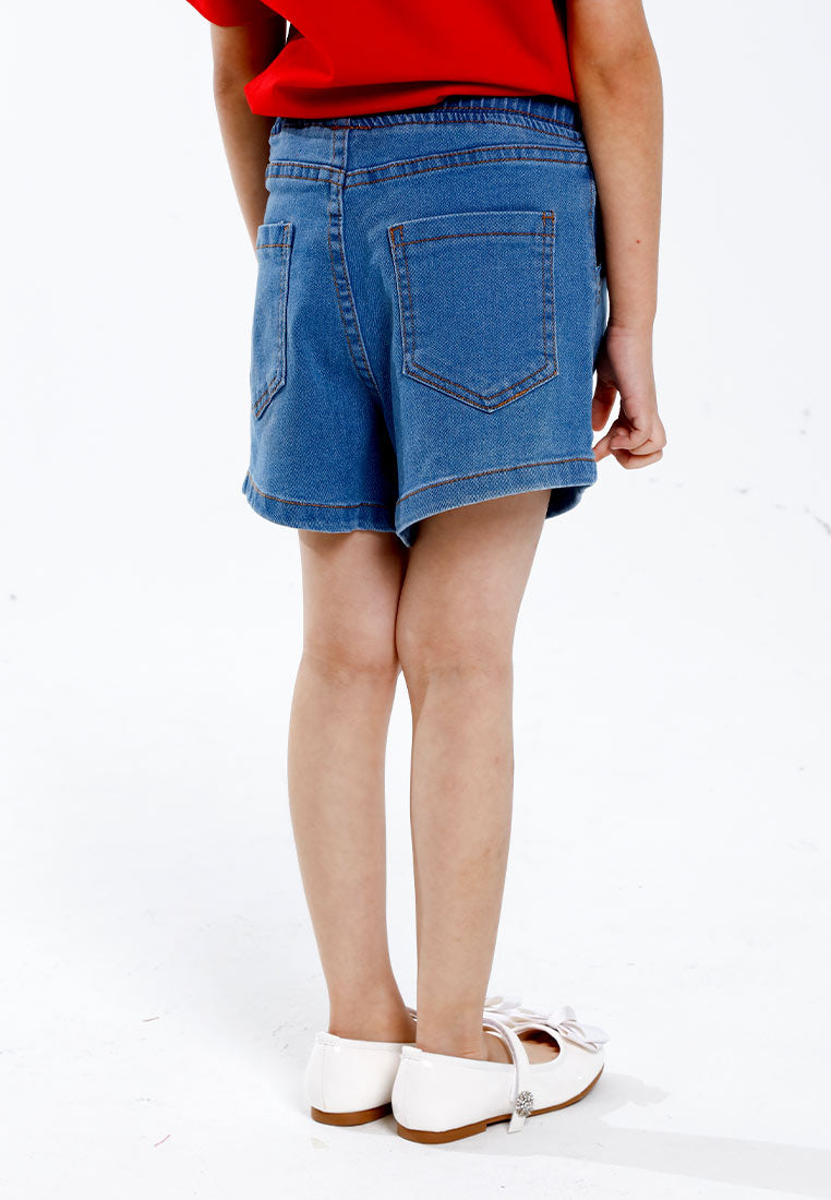 Forest Kids Girls Elastic Waisted Denim Shorts Girl Stretchable Short Pants | Seluar Pendek Budak Perempuan - FK865006