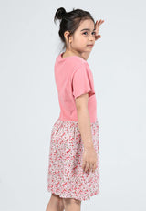 Forest Kids Girls Cotton Floral Pattern Short Sleeve 2 in 1 Dress Set | Baju Budak Perempuan - FK885061