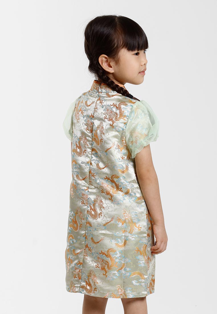 Forest Jacquard Tang Suit Cheongsam Dress | CNY 2025 Family Wear - FK885091