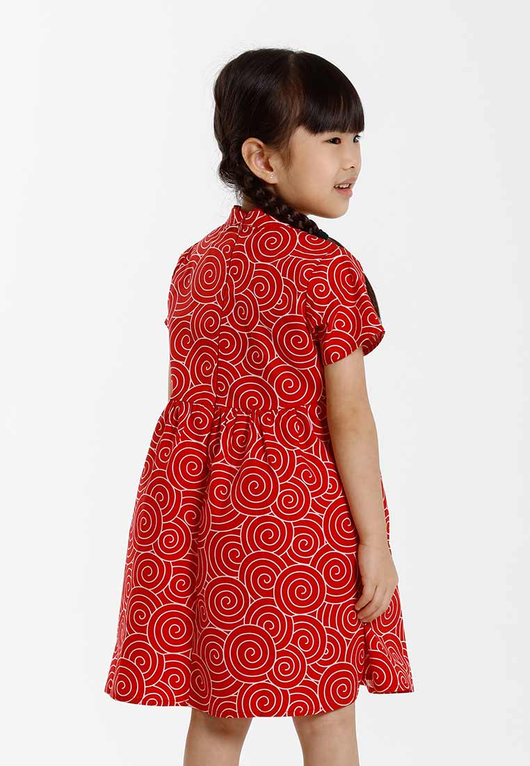 Forest Mandarin Collar Printed Kids Cheongsam Top | CNY 2025 Family Wear - FK885107