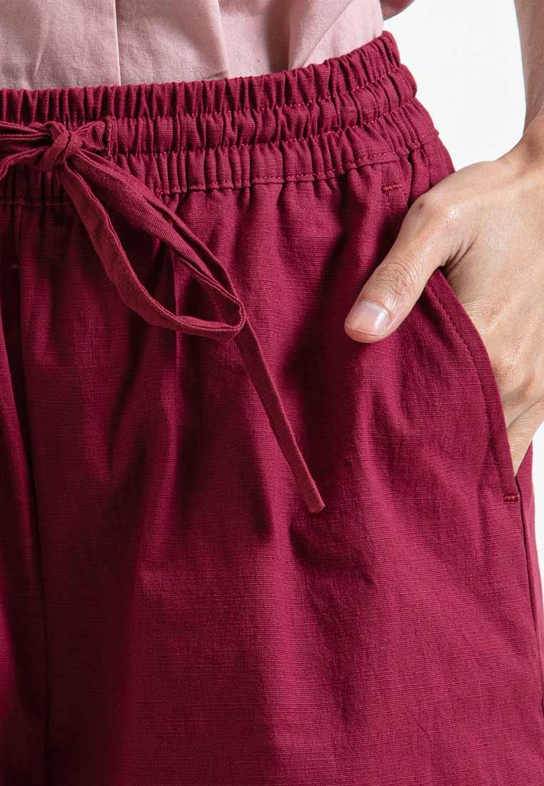 Forest Ladies Stretchable Cotton Linen Elastic Waist Wide Leg Pants Women Long Pants | Seluar Panjang Palazzo - 810473