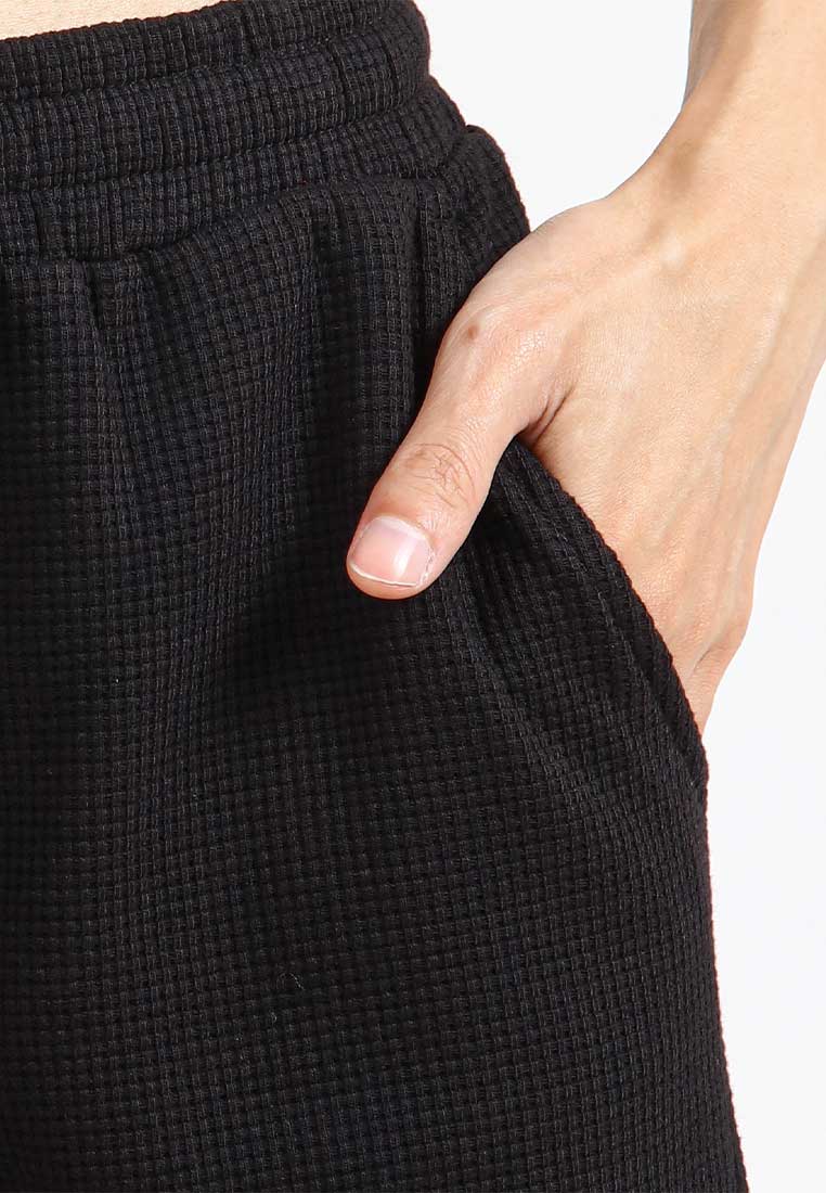 Forest Ladies Waffle Cotton Wide Leg Pants Elastic Waist Casual Pants | Seluar Perempuan Palazzo - 810524