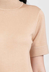 Forest Ladies Basic Plain High Neck Short Sleeve Knit Top | Baju Perempuan - 822348
