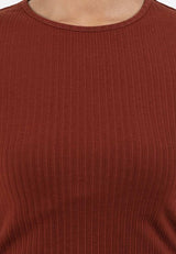 Forest Ladies Casual Knit Crop Top Women Crop T-Shirt | Baju Perempuan - 822357
