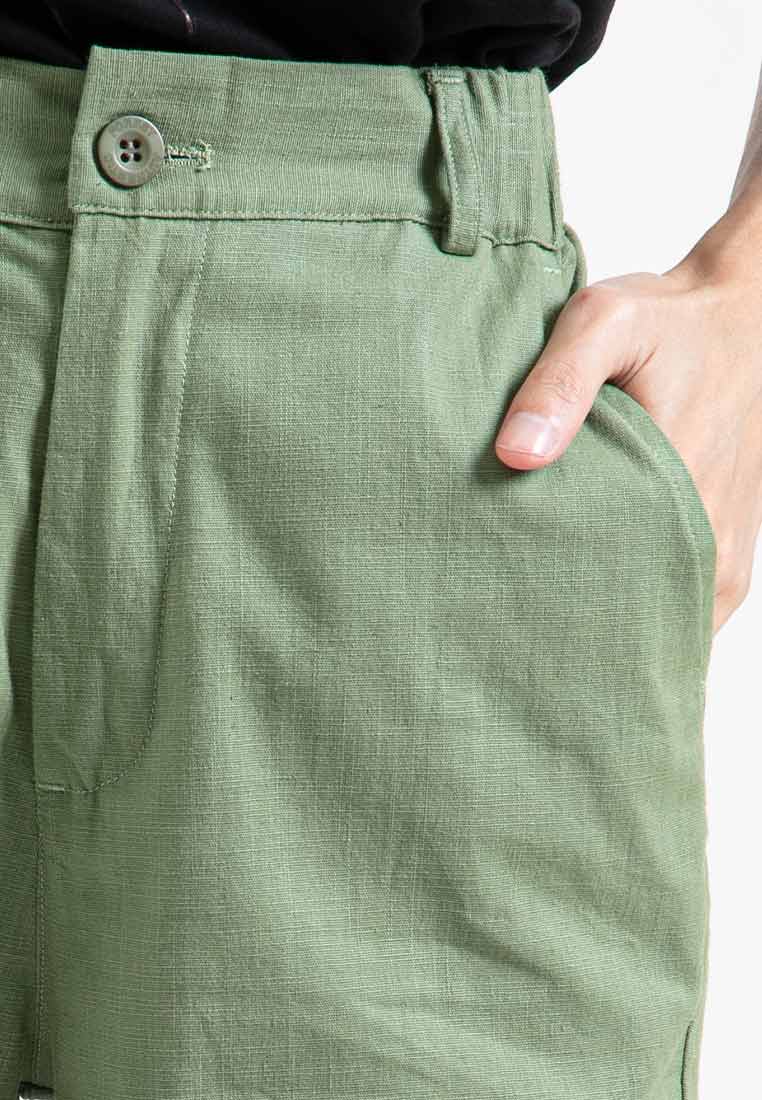Forest Ladies 17/18" Stretchable Cotton Linen Elastic Waist Women Bermuda Shorts Pants | Seluar Perempuan - 860151