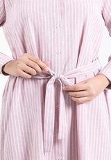 Forest Ladies Oversized Cotton Striped Shirt Dress Women Long Sleeve Shirt Dress Tunic| Baju Kemeja Perempuan - 885077