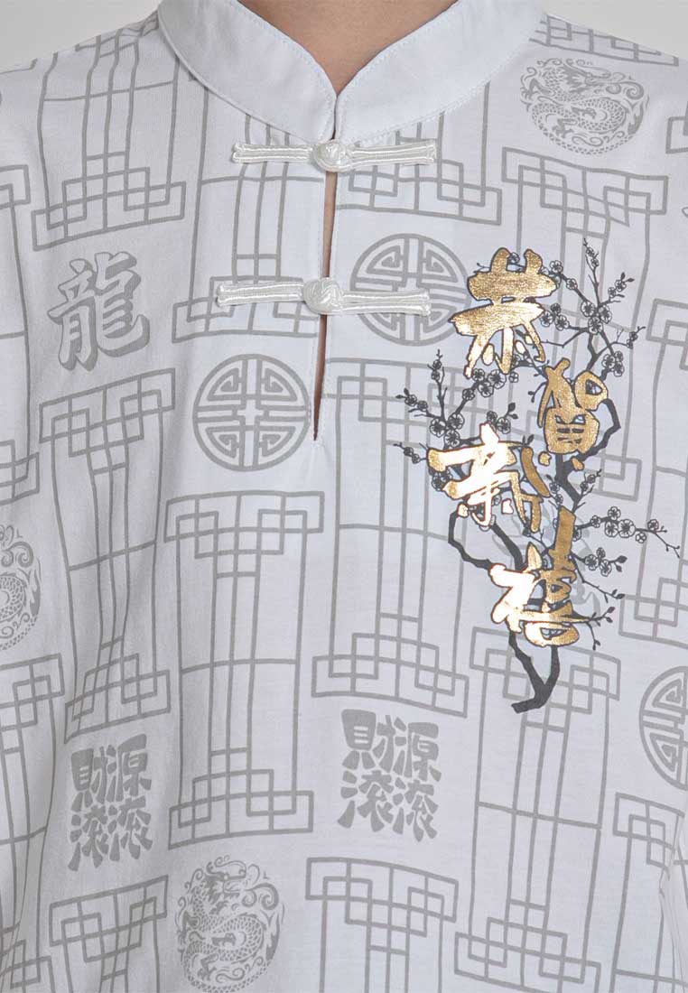 Forest CNY Mandarin Collar Printed Men / Kids Tee | CNY 2024 Dragon Family T-Shirt - 23892 / FK20145