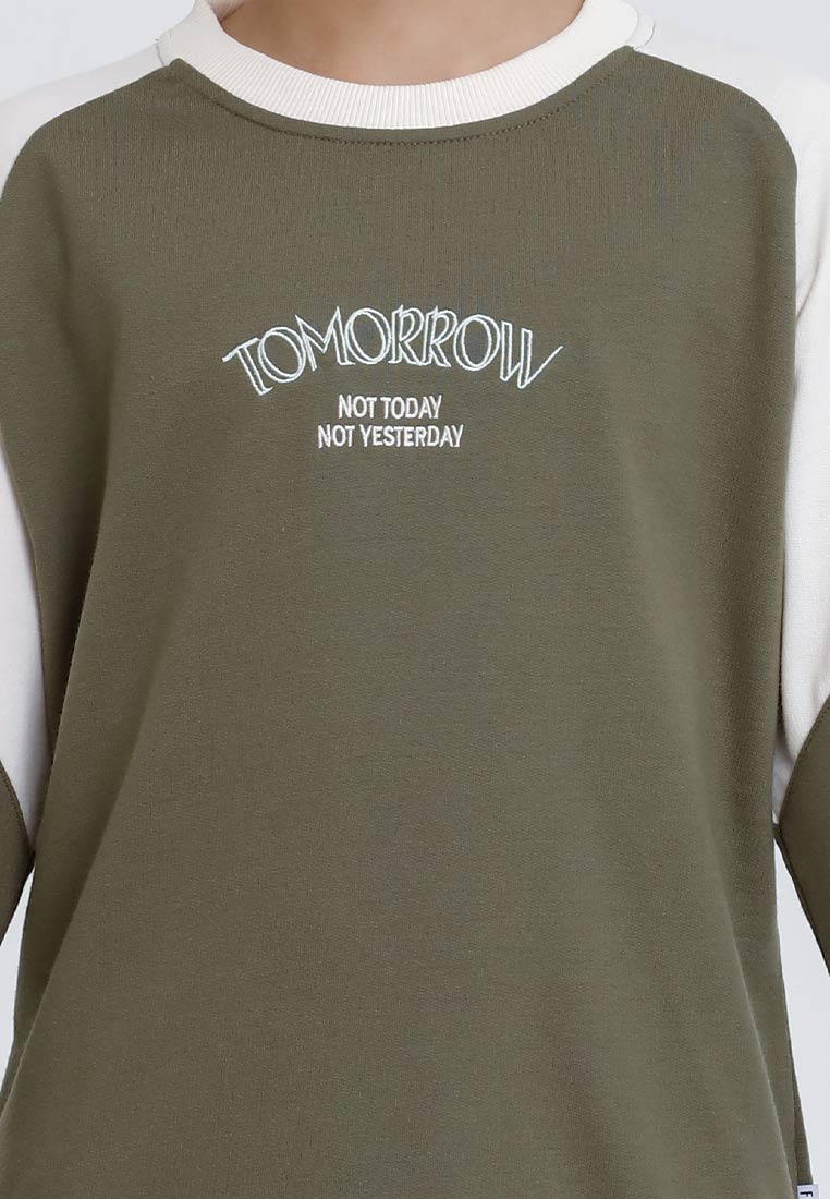 Forest Kids Boy Cut & Sew Long Sleeve Sweater Boys Embroidery Raglan Sleeve Tee | Baju Lelaki Lengan Panjang - FK20249