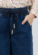 Forest Kids Girls Stretchable Denim Jeans Elastic Waisted Wide Leg Pants | Seluar Panjang Budak Perempuan - FK810021