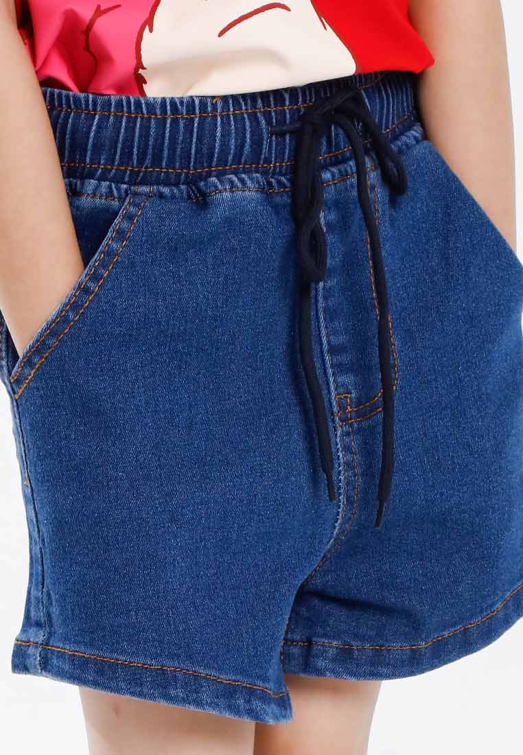Forest Kids Girls Elastic Waisted Denim Shorts Girl Stretchable Short Pants | Seluar Pendek Budak Perempuan - FK865006