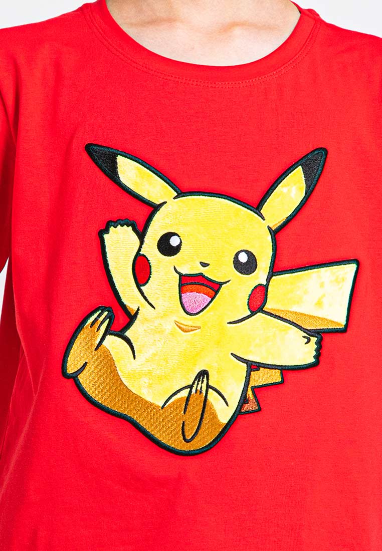 Forest Pokémon Pikachu Coral Fleece Textured Round Neck Family Tee - FP21015 / FP821015 / FPK21015
