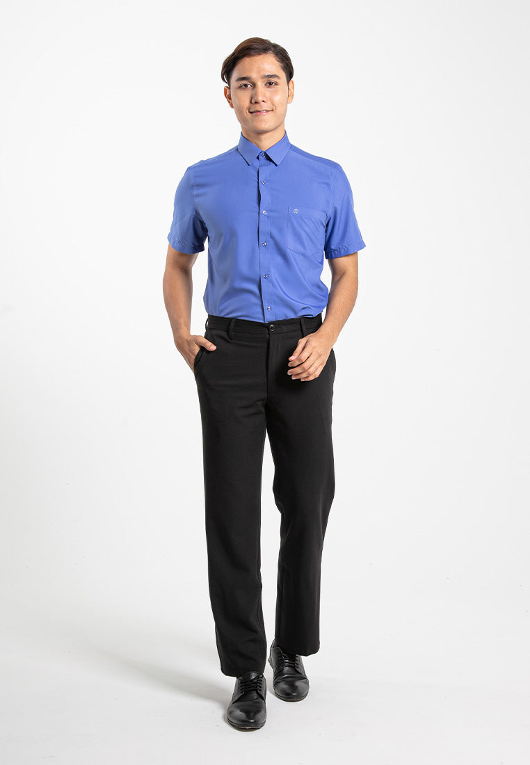 Alain Delon Short Sleeve Regular Fit Plain Business Shirt  - 14024015