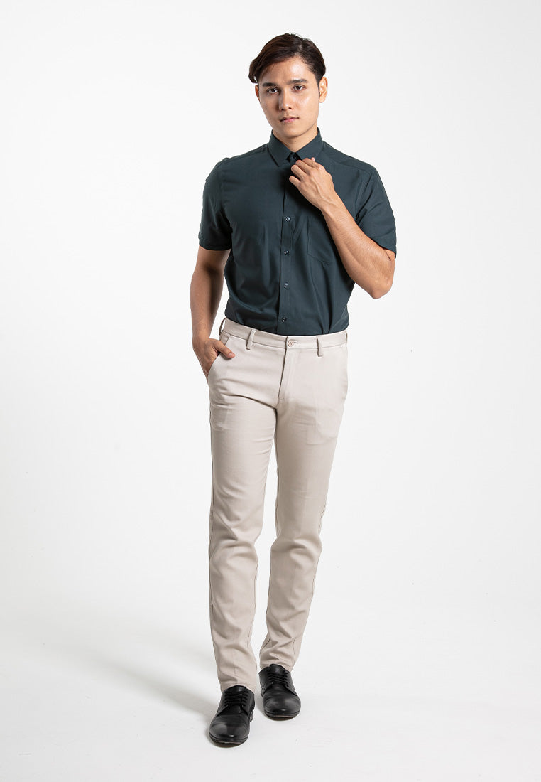 Alain Delon Short Sleeve Regular Fit Plain Business Shirt  - 14024015