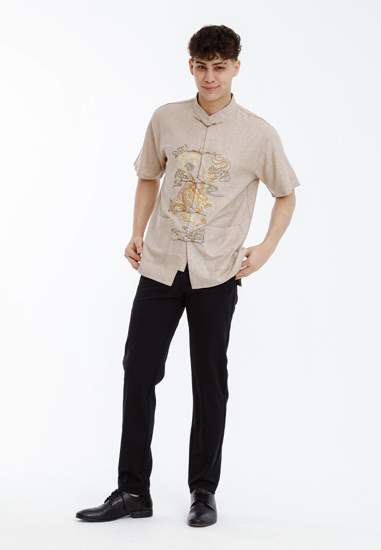 Alain Delon CNY 2025 Linen Reg Cut With Mand Collar - 14525004