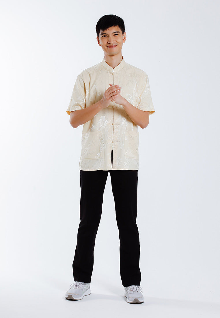 Alain Delon 2025 CNY Men Traditional PV Short Sleeve Shirt Tang Suit | Sam Fu | å”è£… -14525006