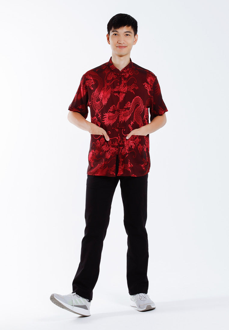 Alain Delon 2025 CNY Men Traditional PV Short Sleeve Shirt Tang Suit | Sam Fu | å”è£… -14525006