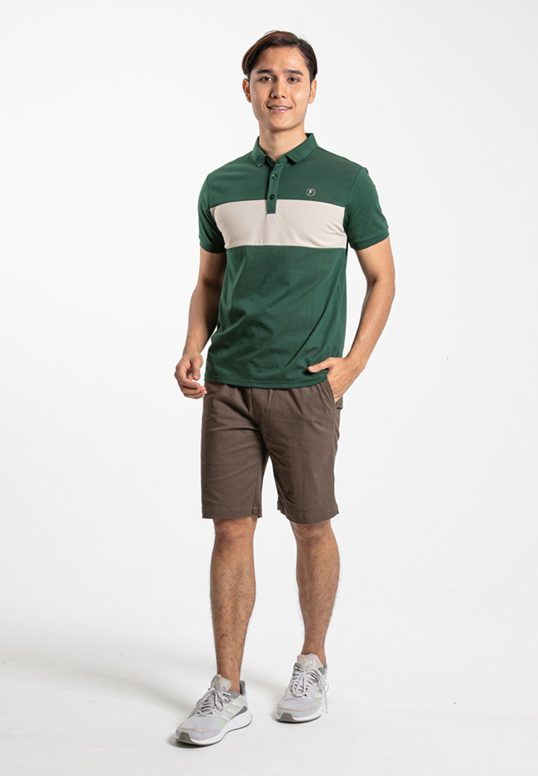 Forest  Stretchable Soft Cotton Colour Block Short Sleeve Cut & Sew Men Polo T Shirt | T Shirt Lelaki - 23814