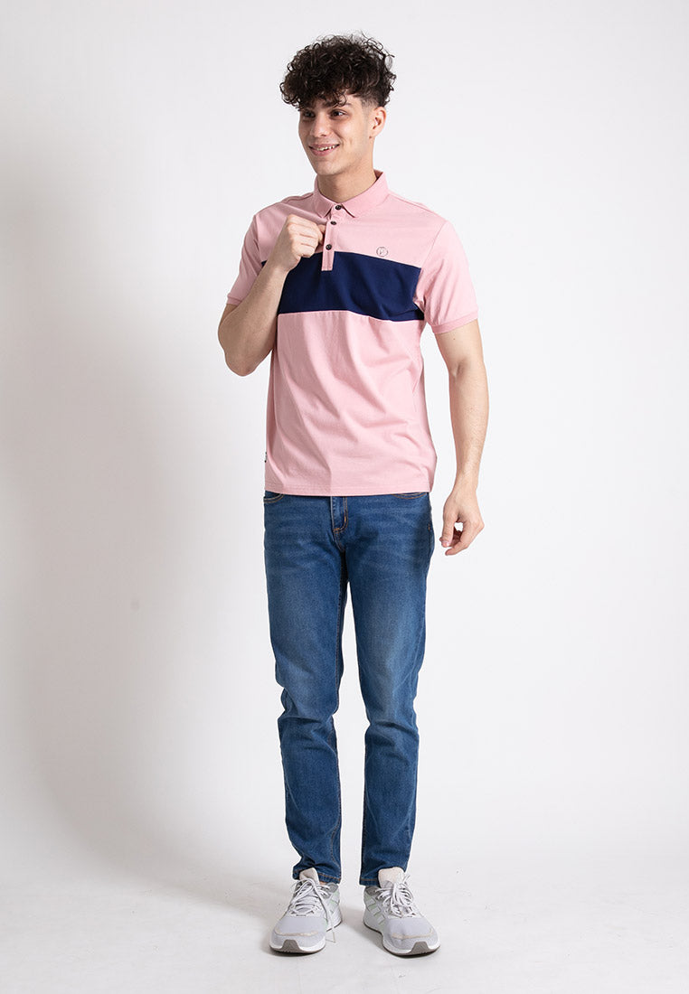 Forest  Stretchable Soft Cotton Colour Block Short Sleeve Cut & Sew Men Polo T Shirt | T Shirt Lelaki - 23814