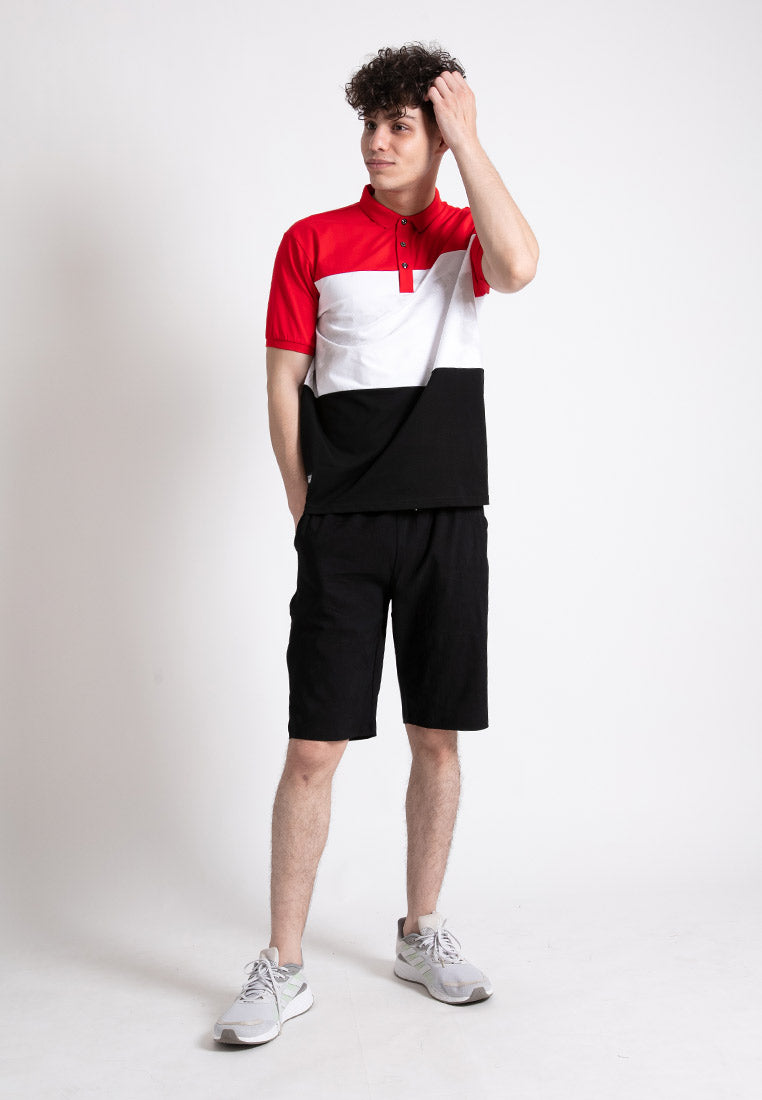 Forest  Stretchable Soft Cotton Colour Block Short Sleeve Cut & Sew Men Polo T Shirt | T Shirt Lelaki - 23816