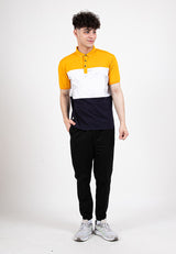 Forest  Stretchable Soft Cotton Colour Block Short Sleeve Cut & Sew Men Polo T Shirt | T Shirt Lelaki - 23816