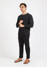 Forest Waffle Knit Crew Neck Long Sleeve T Shirt Men | T Shirt Lelaki Lengan Panjang - 23831