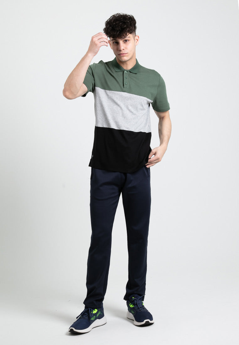Forest Premium Weight Cotton Polo Tee 220gsm Interlock Knitted Colour Block Short Sleeve | Baju T Shirt Lelaki - 23851