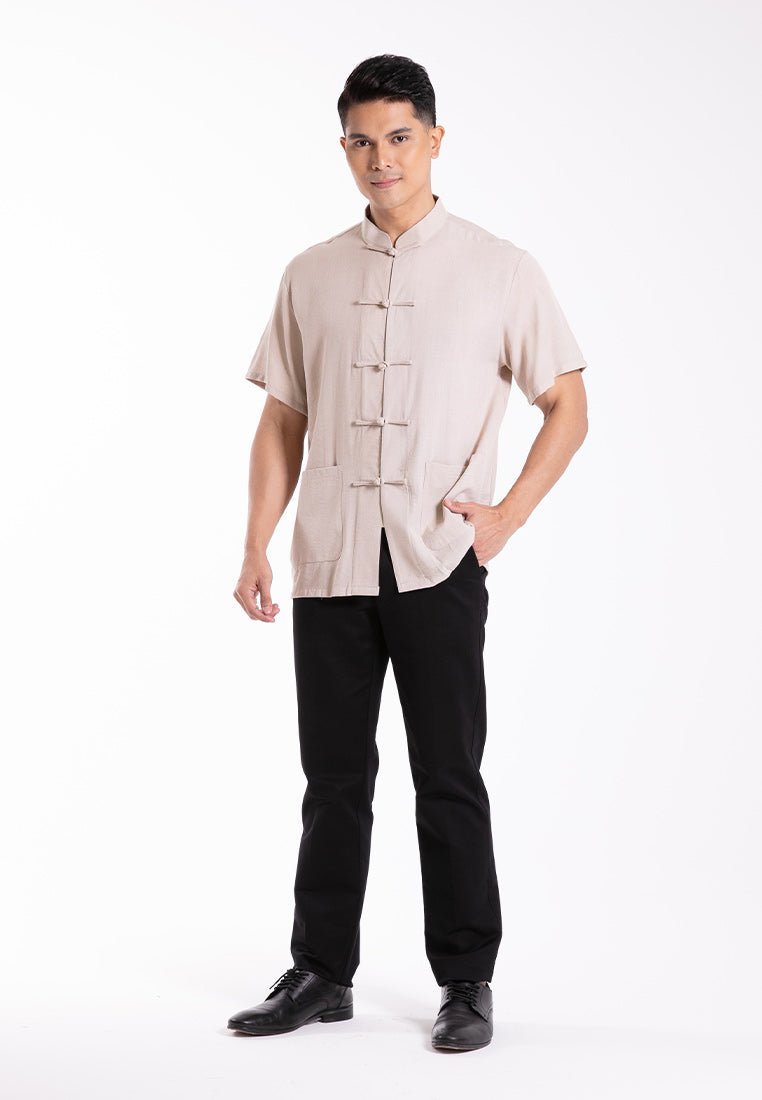 Byford 2025 CNY Men Traditional Cotton Linen Short Sleeve Shirt Tang Suit | Sam Fu | å”è£…  - 3425001F