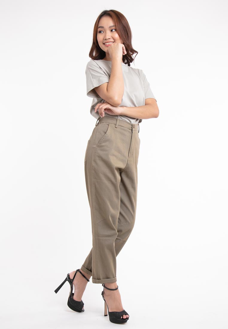 Forest Ladies Cotton Twill Bermuda Button Waist Casual Chino Long Pants | Seluar Perempuan - 810443