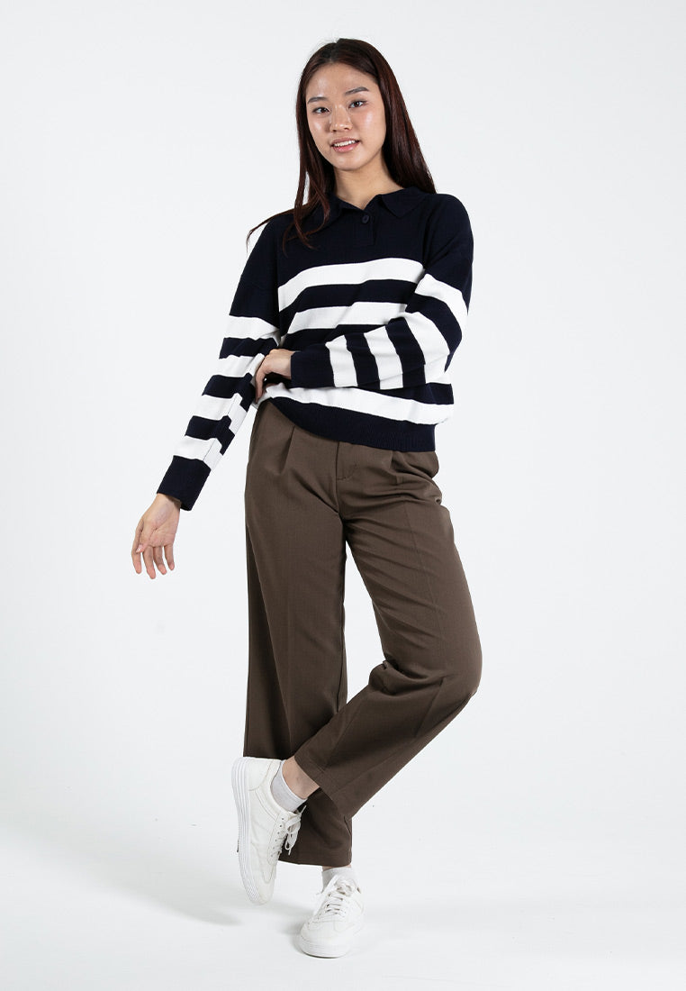 Forest Ladies Tailored Pleated Long Pants Women Wide Leg Pants | Seluar Panjang Perempuan - 810491