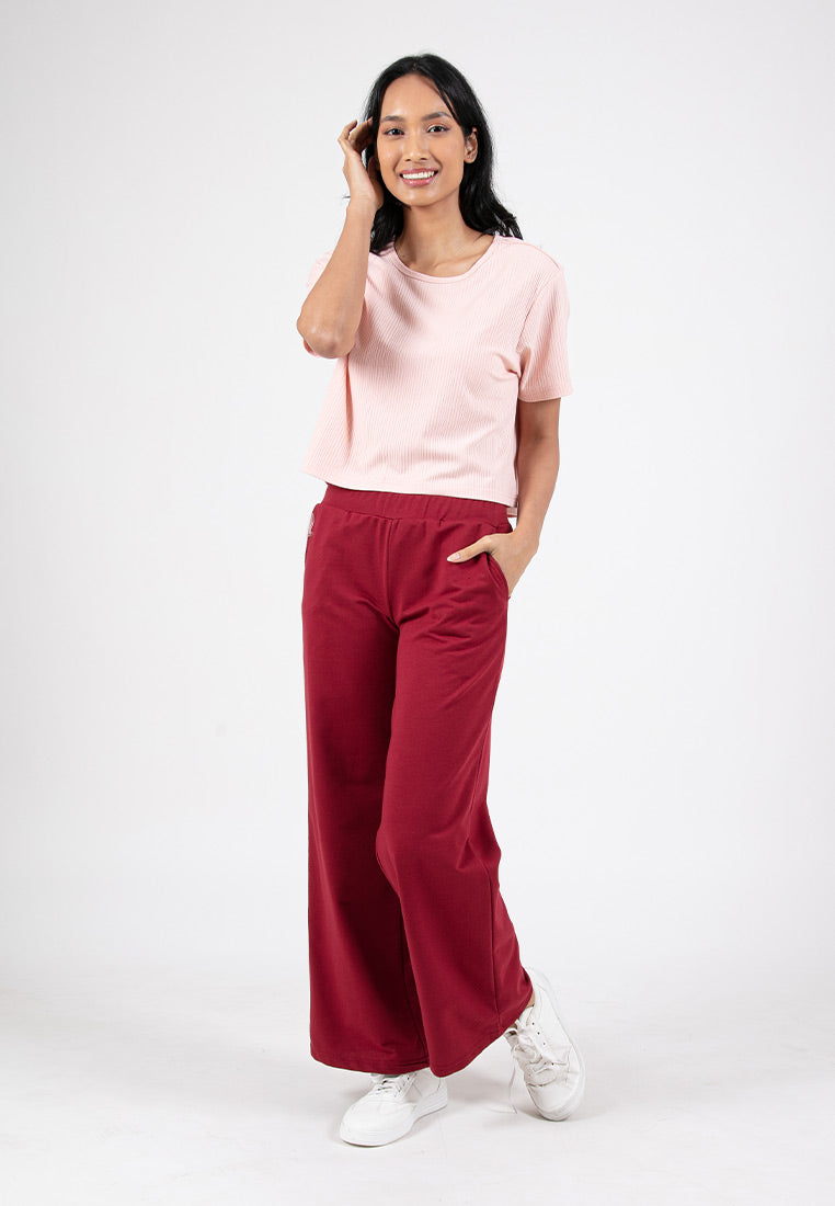 Forest Ladies Cotton Terry Wide Leg Pants Women Casual Long Pants | Seluar Palazzo Perempuan - 810544