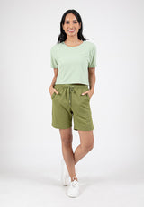 Forest Ladies Ribbed Crop Top Women Crop T-Shirt | Baju Perempuan - 822343