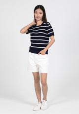 Forest Ladies Casual Striped Short Sleeve Knit Top | Baju Perempuan - 822347