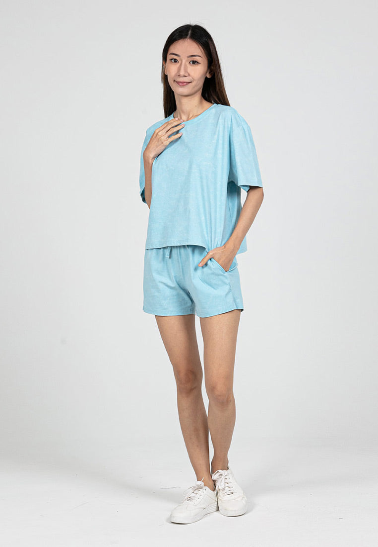 Forest Ladies Soft-Touch Silky Cotton with Resist Dye Comfy Tee / Shorts Pant Premium Lounge wear - 822404 / 860164