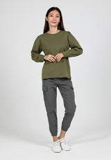 Forest Ladies Cotton Interlock Long Sleeve Women T-Shirt Casual Plain Sweatshirt | Baju Lengan Panjang Perempuan- 822412